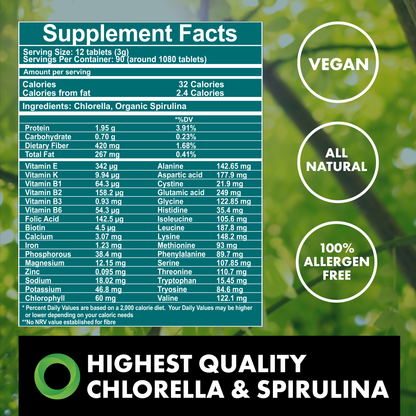 Fermented Chlorella & Spirulina Tablets